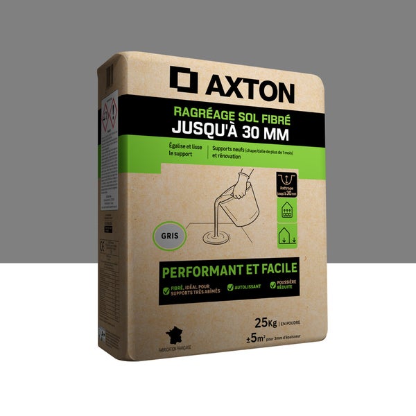 Ragréage fibré, intérieur extérieur, AXTON, 25 kg