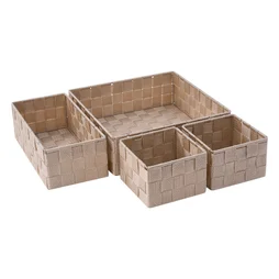 Lot de 4 paniers beige l.28 x P.28 x H.9 cm SENSEA