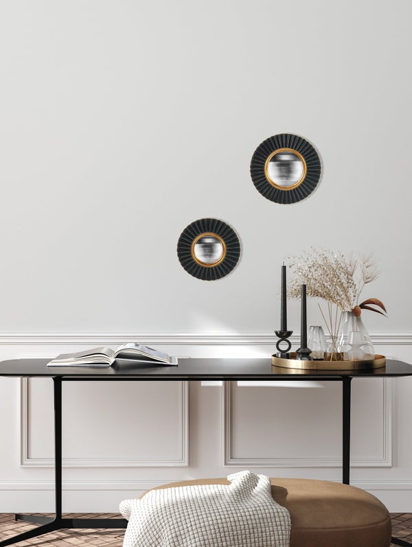 Miroir rond résine noir Fleur diam.20 cm