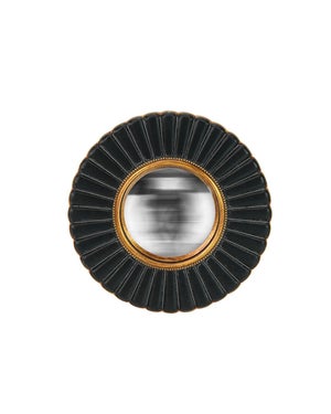 Miroir rond résine noir Fleur diam.20 cm