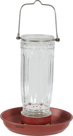 Mangeoire oiseaux du jardin verre/métal 16x16x28cm terracotta ZOLUX