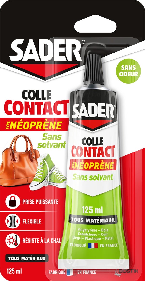 Colle d'assemblage contact type neoprene sans solvant sader tube 125ml