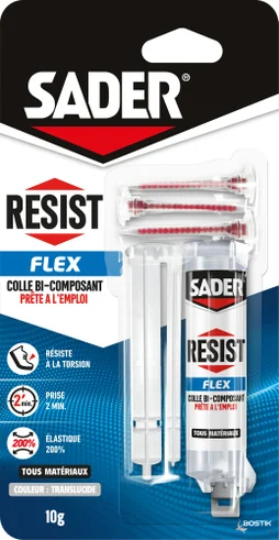 Colle de reparation epoxy bi-composant sader resist flex seringue 10g