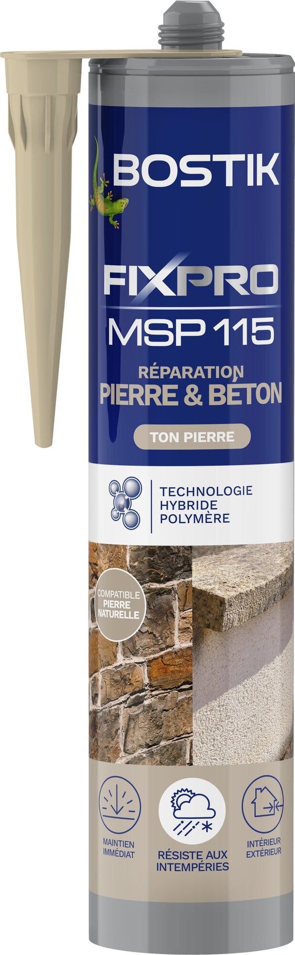 Colle joint int/ext polymere bostik fixpro msp115 pierre/beton 290ml