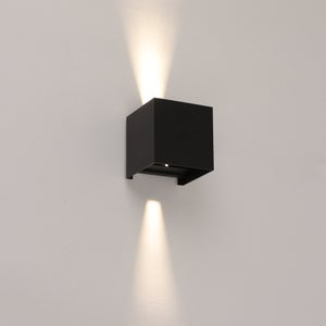 Applique extérieur Roxbury LED 850LM 4000K IP54 métal noir, jeux de lumière avec diffuseur réglable, INSPIRE