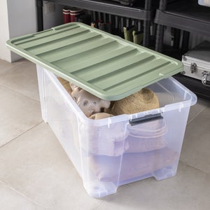Boîte recyclée SPACEO vert / transparent, 110L, H.39.5 x l.79.5 x P.50 cm