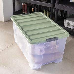 Boîte recyclée SPACEO vert / transparent, 110L, H.39.5 x l.79.5 x P.50 cm