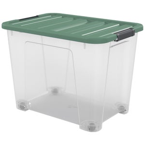 Boîte recyclée SPACEO vert / transparent, 60L, H.41 x l.55 x P.39 cm