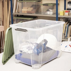 Boîte recyclée SPACEO vert / transparent, 60L, H.41 x l.55 x P.39 cm