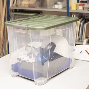 Boîte recyclée SPACEO vert / transparent, 60L, H.41 x l.55 x P.39 cm