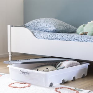 Dessous de lit gris / blanc 55l h.16.5 x l.79 x p.58 cm