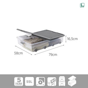 Dessous de lit gris / blanc 55l h.16.5 x l.79 x p.58 cm