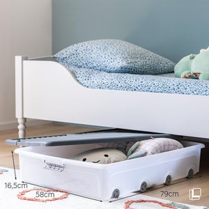 Dessous de lit gris / blanc 55l h.16.5 x l.79 x p.58 cm