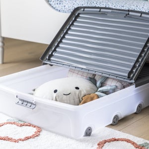 Dessous de lit gris / blanc 55l h.16.5 x l.79 x p.58 cm