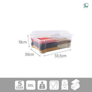 Boite transparente 30l h.19 x l.55.5 x p.39 cm