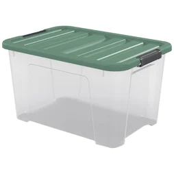 Boîte recyclée SPACEO vert / transparent, 45L, H.30.5 x l.55 x P.39 cm