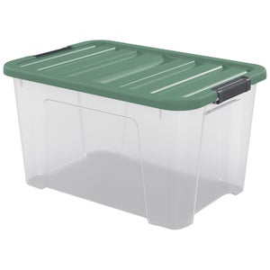 Boîte recyclée SPACEO vert / transparent, 45L, H.30.5 x l.55 x P.39 cm