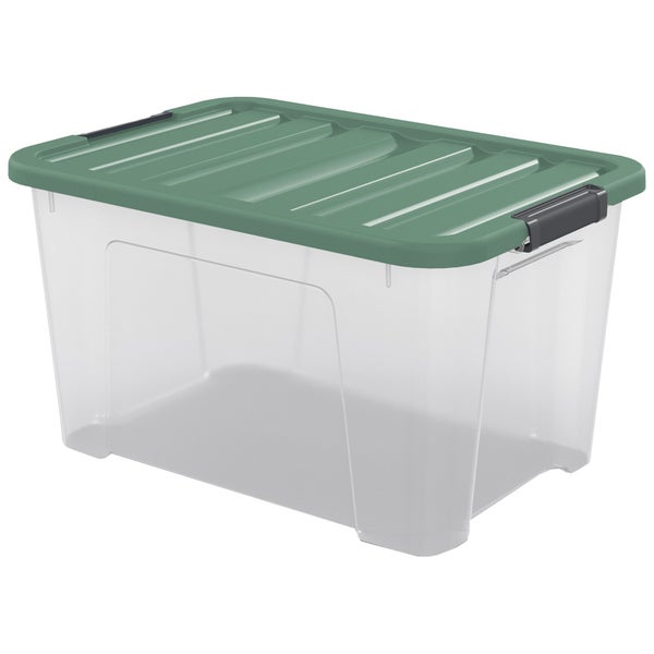 Boîte recyclée SPACEO vert / transparent, 45L, H.30.5 x l.55 x P.39 cm
