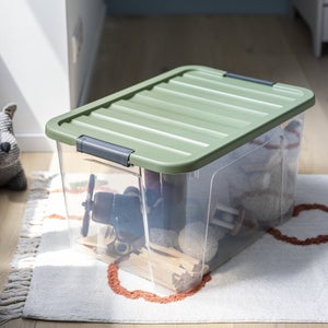 Boîte recyclée SPACEO vert / transparent, 45L, H.30.5 x l.55 x P.39 cm