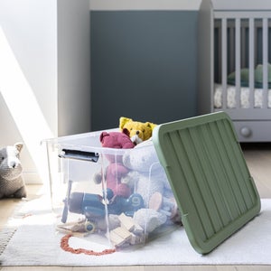 Boîte recyclée SPACEO vert / transparent, 45L, H.30.5 x l.55 x P.39 cm