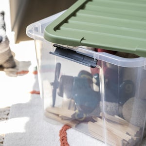 Boîte recyclée SPACEO vert / transparent, 45L, H.30.5 x l.55 x P.39 cm