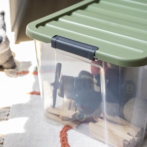 Boîte recyclée SPACEO vert / transparent, 45L, H.30.5 x l.55 x P.39 cm