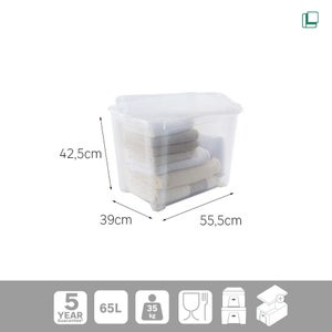 Boite transparente 65l h.42.5 x l.55.5 x p.39 cm