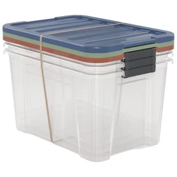 Lot de 3 boîtes recyclées SPACEO multicouleur, 45L, H.30.5 x l.55 x P.39 cm