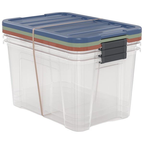 Lot de 3 boîtes recyclées SPACEO multicouleur, 45L, H.30.5 x l.55 x P.39 cm