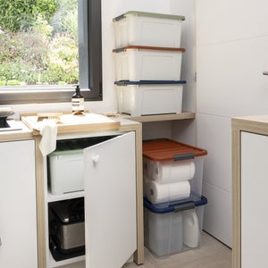 Lot de 3 boîtes recyclées SPACEO multicouleur, 45L, H.30.5 x l.55 x P.39 cm