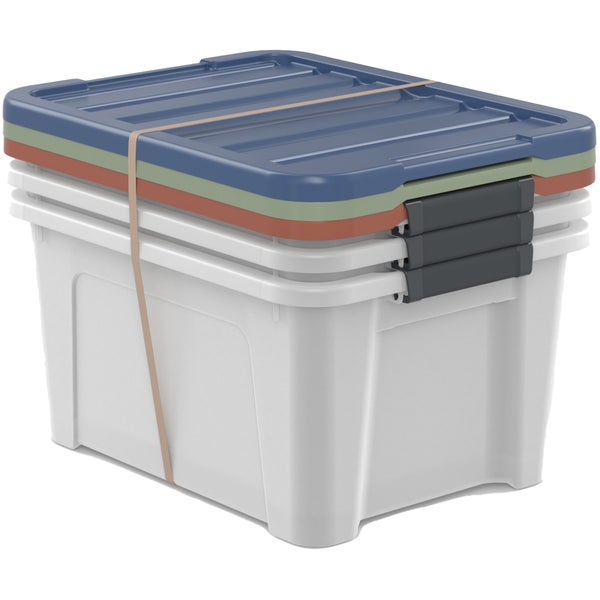 Lot de 3 boîtes recyclées SPACEO multicouleur, 24L, H.23 x l.45 x P.34 cm