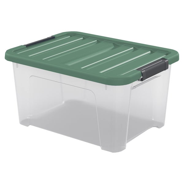 Boîte recyclée SPACEO vert / transparent, 24L, H.23 x l.45 x P.34 cm