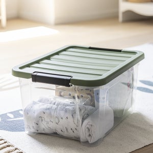 Boîte recyclée SPACEO vert / transparent, 24L, H.23 x l.45 x P.34 cm