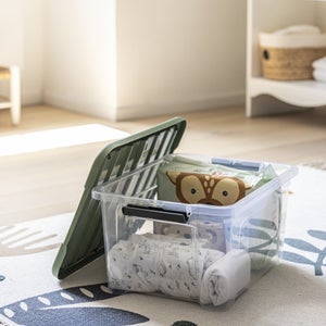 Boîte recyclée SPACEO vert / transparent, 24L, H.23 x l.45 x P.34 cm