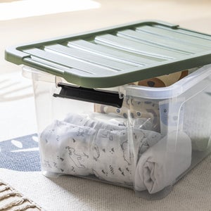 Boîte recyclée SPACEO vert / transparent, 24L, H.23 x l.45 x P.34 cm