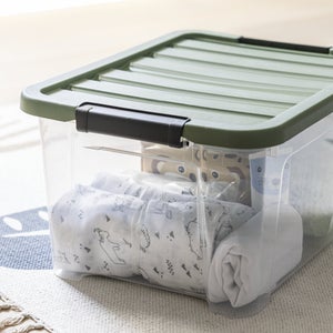 Boîte recyclée SPACEO vert / transparent, 24L, H.23 x l.45 x P.34 cm
