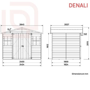 Abri de jardin bois DENALI NATERIAL Ep.12 mm, 4.42 m²