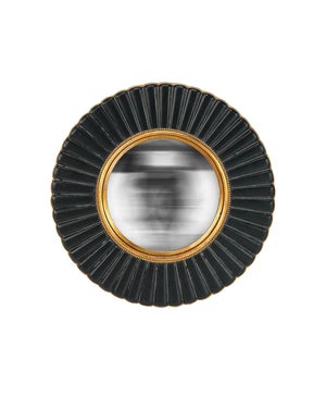 Miroir rond résine noir Fleur diam.26 cm
