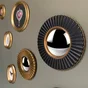 Miroir rond résine noir Fleur diam.26 cm