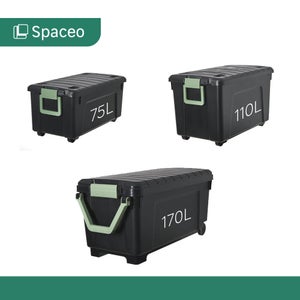 Malle recyclée SPACEO vert / noir, 75L, H.35 x l.78 x P.39.5 cm