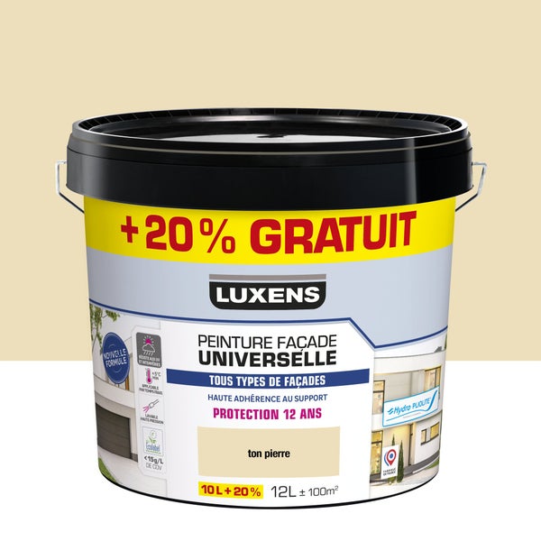 Peinture facade universelle 12 ans luxens 10l+20% gratuit ton pierre