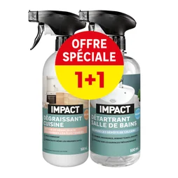Lot 2 nettoyants sdb 500ml + cuisine 500ml IMPACT sprays