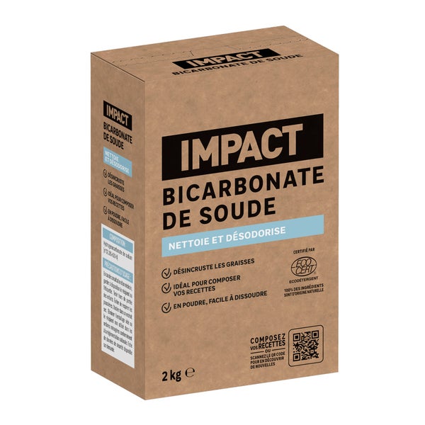 Bicarbonate de soude en poudre IMPACT, écodétergent, 2Kg