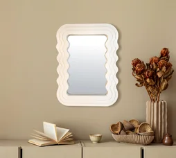 Miroir rectangulaire mdf blanc Ondule, l.29 x H.40 cm