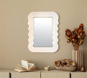 Miroir rectangulaire mdf blanc Ondule, l.29 x H.40 cm