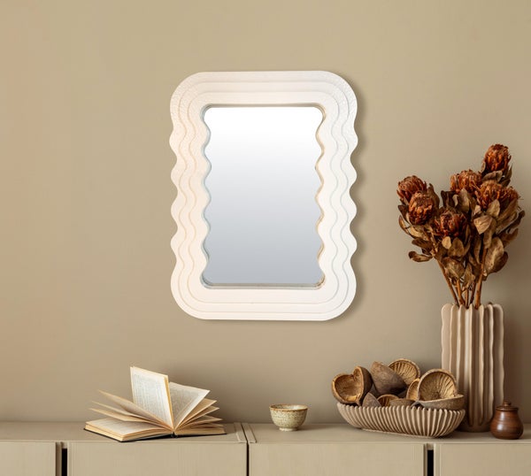 Miroir rectangulaire mdf blanc Ondule, l.29 x H.40 cm