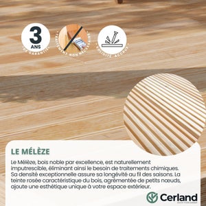 Lame de terrasse Mélèze Freya CERLAND, L.240.0 x l.14.5 cm x Ep.27.0 mm