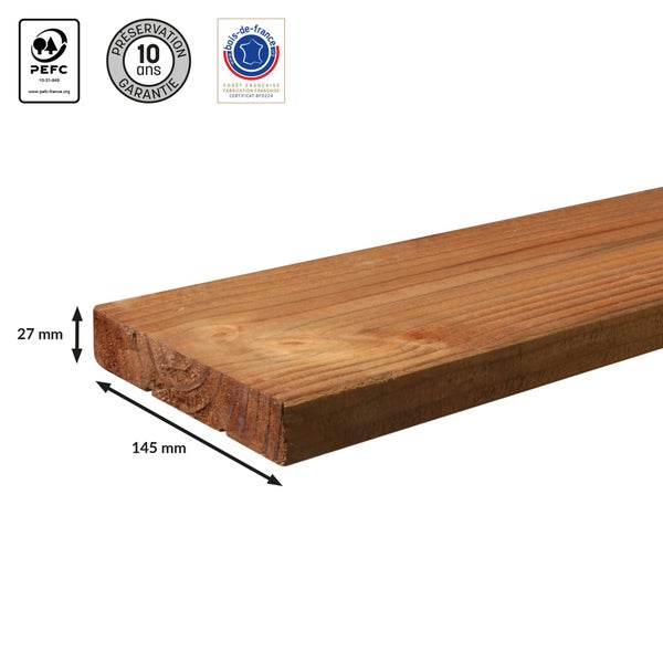 Lame bois DOUGLAS, marron, L.250 x l.14.5 cm x Ep.27 mm