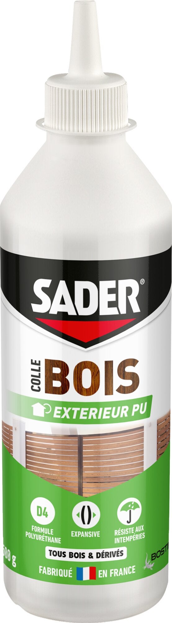 Colle d'assemblage polyurethane bois exterieur d4 sader biberon 500g