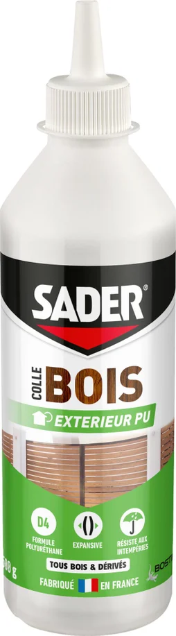 Colle d'assemblage polyurethane bois exterieur d4 sader biberon 500g